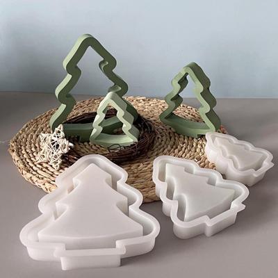1/3Pcs Christmas Tree Silicone Mold DIY Handmade Hollow Xmas Tree Ornament Crafts Mold Gypsum Cement Epoxy Resin Casting Mold