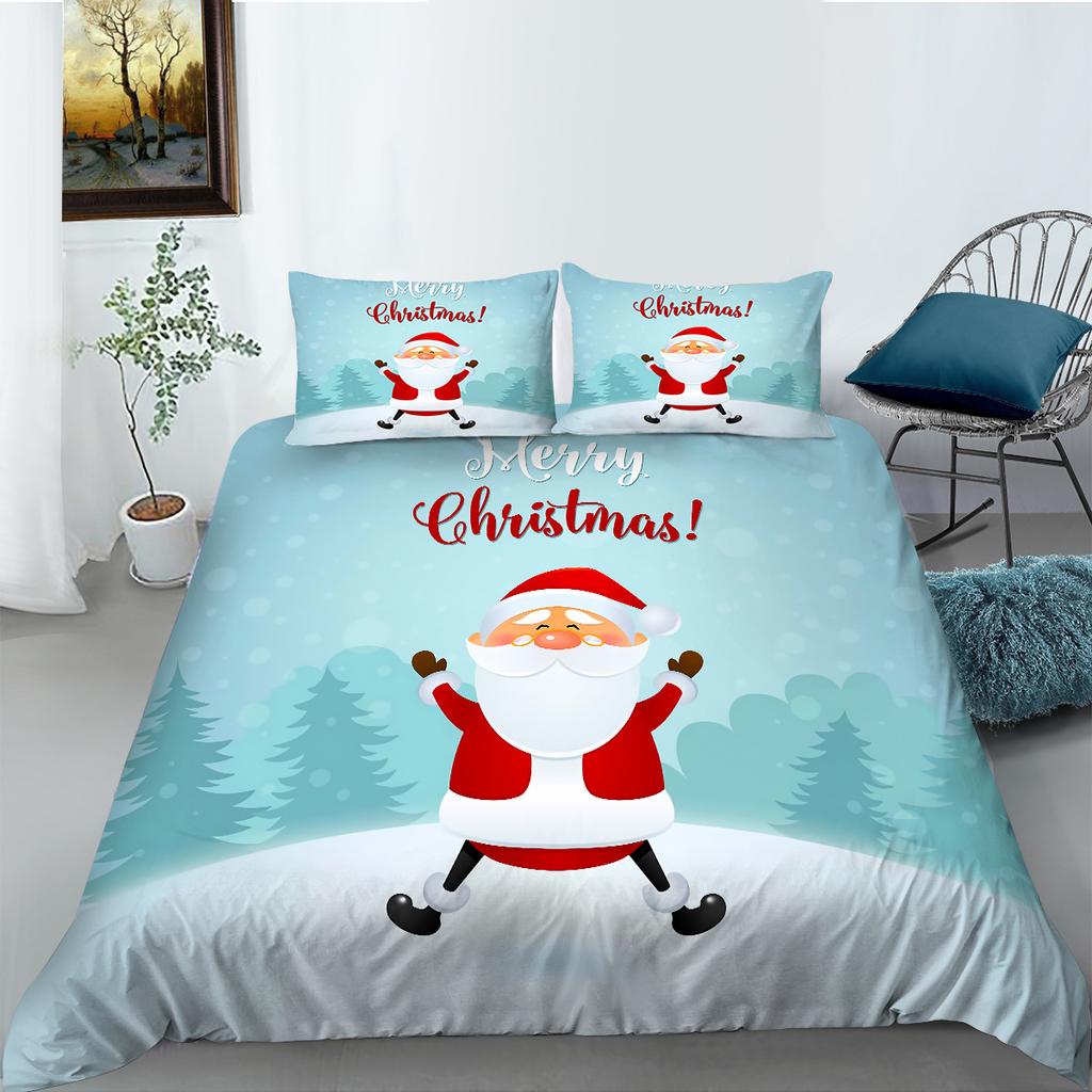 Christmas Decoration Quilt Cover Pillowcase Two Three Piece Set Polyester 3D Digital Printing Holiday Gift