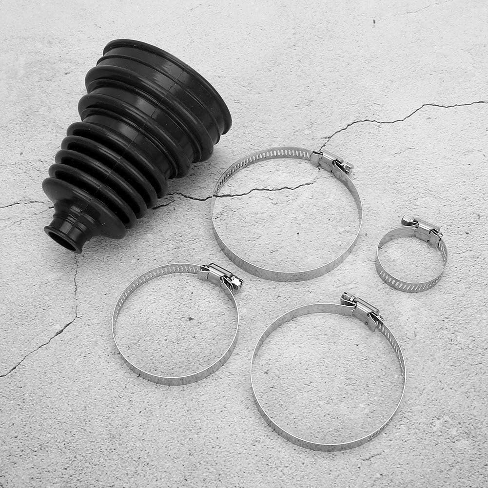 CV Boot Kit, Universal Silicone CV Axle Boot Dust Cover, Rubber, Ball Head Design, for Universal Vehicle, 1 dust Cover and Four Clamps (Black)