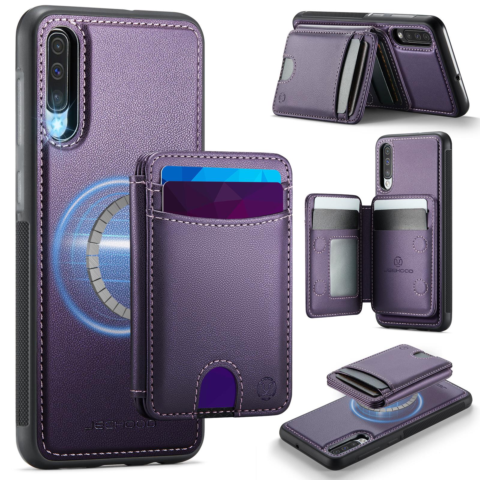 

For Samsung Galaxy A50 Magnetic Case JEEHOOD J10 Leather Back Phone Cover with Detachable Card Holder Kickstand