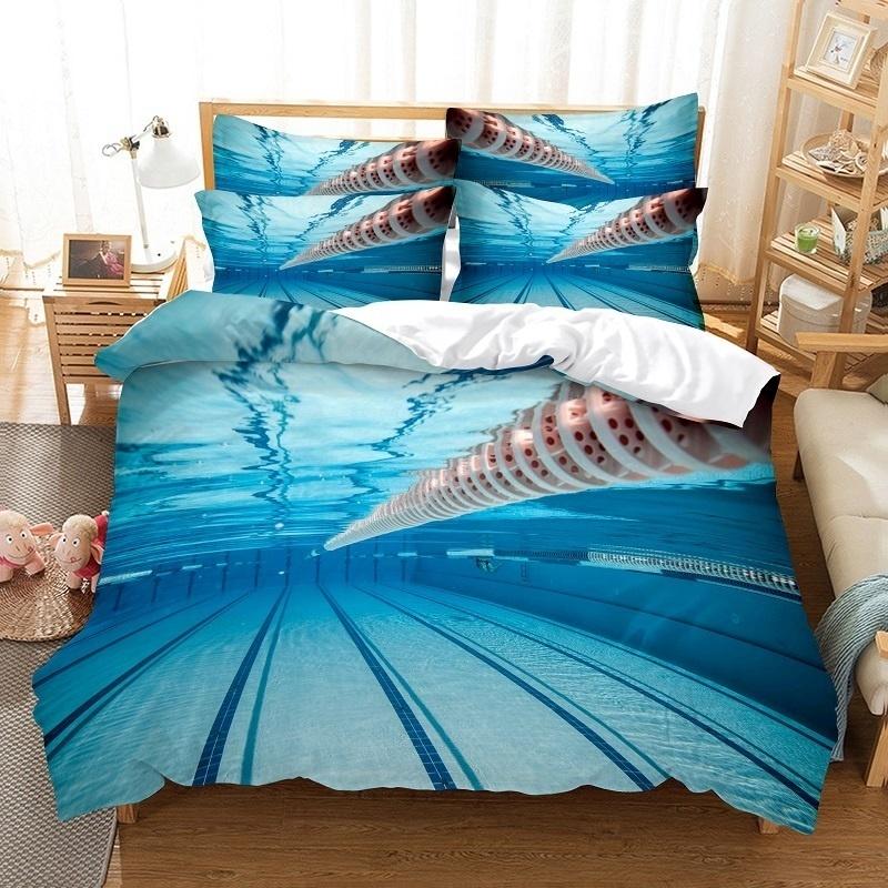 

Swimming In Pool Bedding Duvet Cover Set 3D Digital Printing Bed Linen Fashion Design Comforter Cover Bedding Sets Bed Set Us Twin 173x218cm