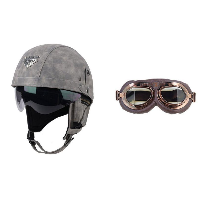 Vintage Personality Helmet Lens Standard Motorcycle Half Helmet Scooter Cruise Leather Helmet Prince Helmet