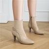 FOREADA Damen Stiefeletten Spitz Blockabsatz Schnalle Reißverschluss Kurze Stiefel Damen Mode Schuhe Herbst Winter Khaki Rot 46