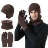 3Pcs/set Soft Touch Screen Gloves Warm Ear Protection Cap Winter Beanie Hat Scarf  for Men Women