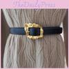 Women Belt Leather With Flowers Shaped Metal Buckle For Daily Casual Office Use