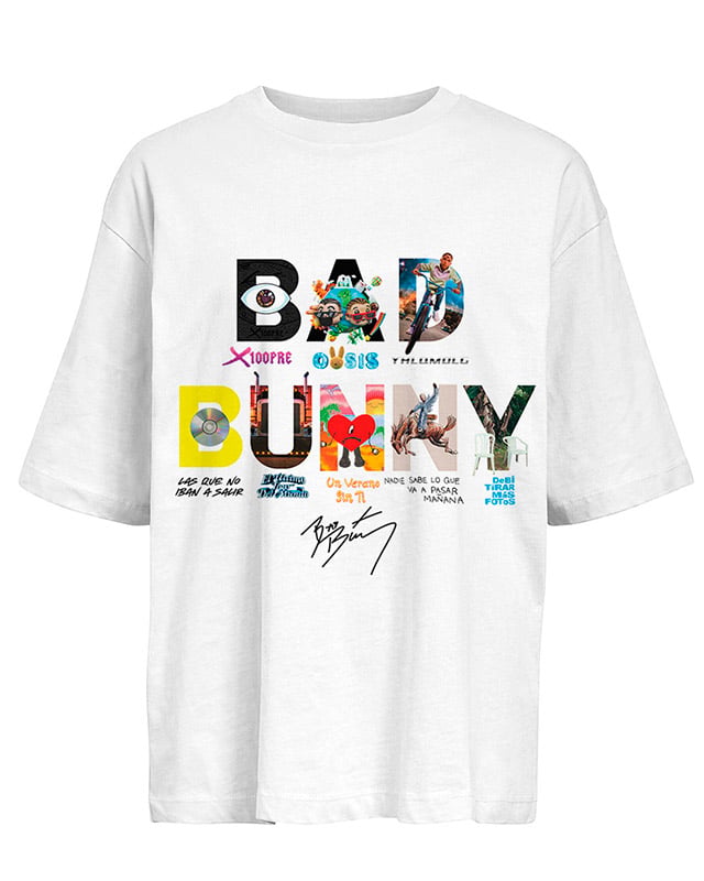 T-shirt z nadrukiem Bad Bunny Męski Damski Oversize Y2k Rękaw Ciężka Bawełna Luźny Uliczny Harajuku Odzież 2026 Nowy Casualowy Luźny T-shirt