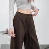 Khaki Wide-leg Pants Women's Autumn New Design Sense High Waist Drawstring Loose Straight Casual Pants