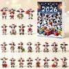Decorative Ornaments for Backpacks Keys Christmas Cow Ornament Advent Calendar 2026, 24 Days 2D Acrylic Hanging Pendant Creative Holiday Gift