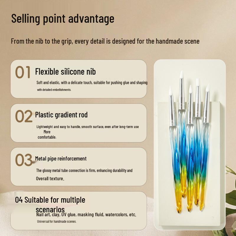 Gradient Handle Nail Art Brush Set: Painting & Flower Liner Gel Polish Pens.