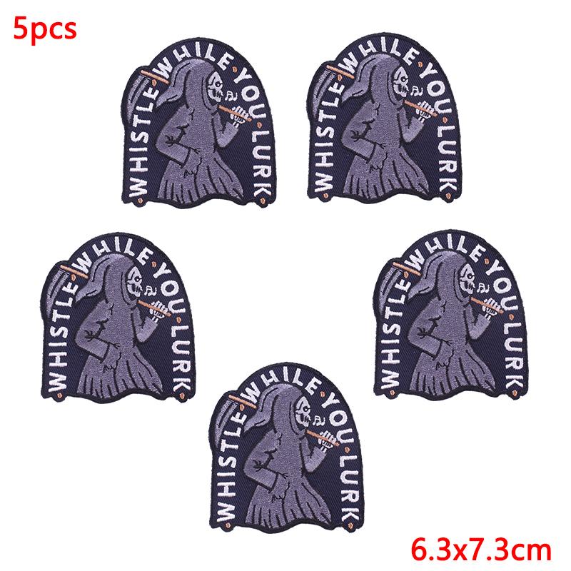 5Pcs/Lot Punk Animal Patch Iron On Embroidery Patches For Clothing Thermoadhesive Patches On Clothes Hip Hop Patch For Clothes