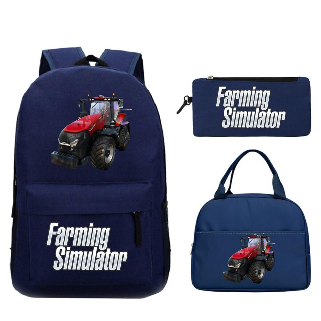 Mochila Personalizada para Niños Estampada Farming Simulator para Escuela Primaria y Secundaria Bolsa de Comida Estuche