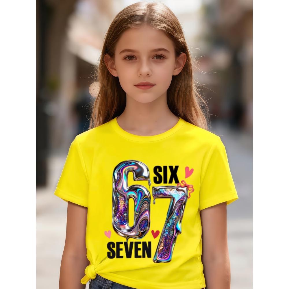 Shining 67 Fantasy Style Trend Print Summer Childrens's Polyester Tshirt Fashion Girls Short Sleeved Shirts Cartoon Kid Clothes Tee