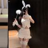 Sexy Bunny Girl Cosplay Uniform Plush Rabbit Ears Headwear Outfits Costumes Halloween Nightclub Sweet Women Fashion Mini Dress