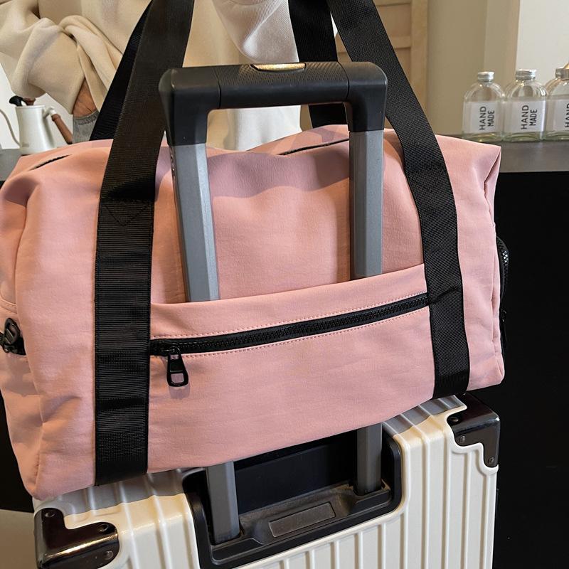 Solid color high-end short-trip bag can be set with tie rod, independent shoe position, dry and wet separation, multi-functional luggage boarding bag
