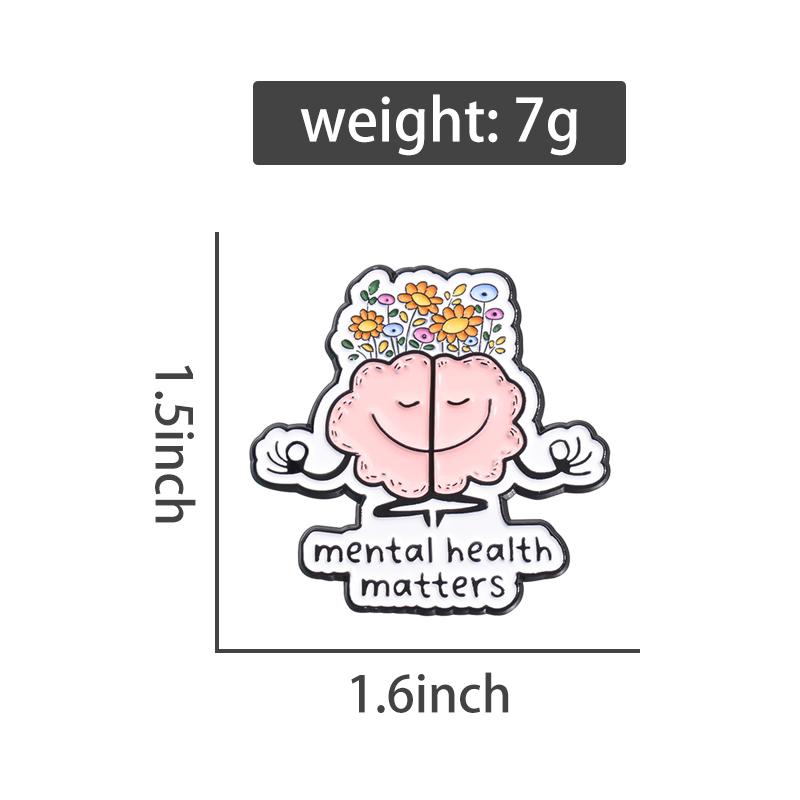 Mental Health Enamel Pins Custom Anatomical Flowers Brain Brooches Lapel Badges Plant Funny Jewelry Gift for Friends