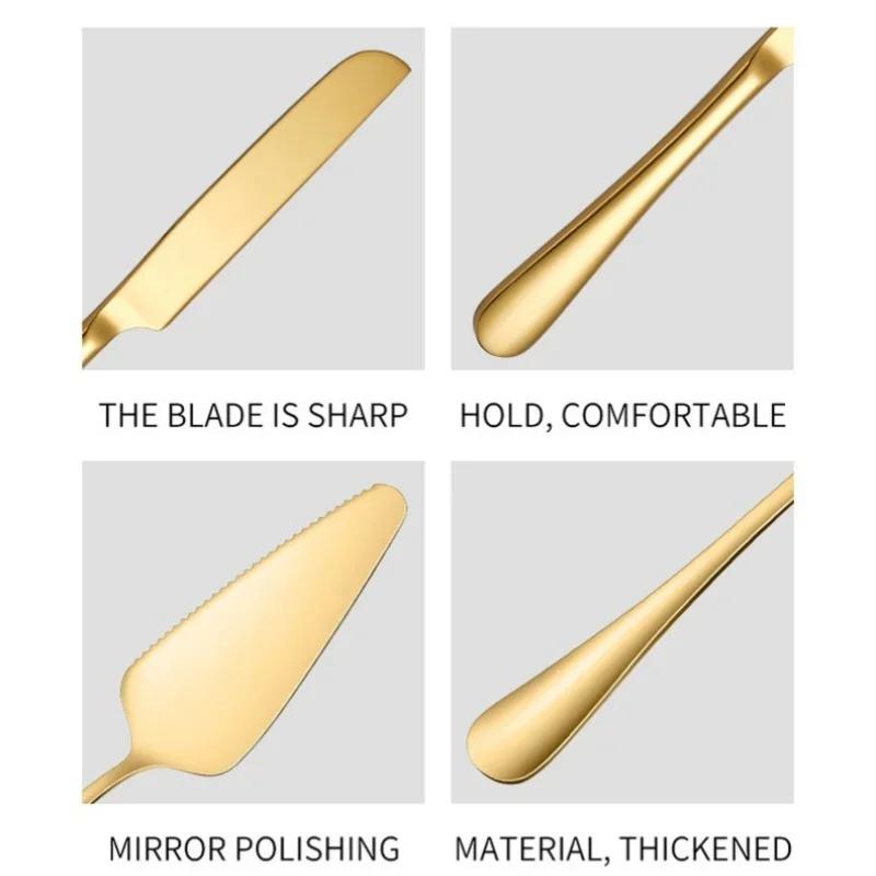 2/4Piece Stainless Steel Cake Knife Shovel Suit Golden Bread Knife Cake Cutting Tools Pizza Cheese Steak Shovel Baking Utensils