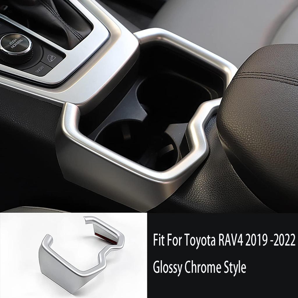 2019 2020 2021 2022 for Toyota RAV4 Car Accessories Interior Center Console Water Cup Holder Frame Cover Trim ( Glossy Chrome Style ABS 1pc