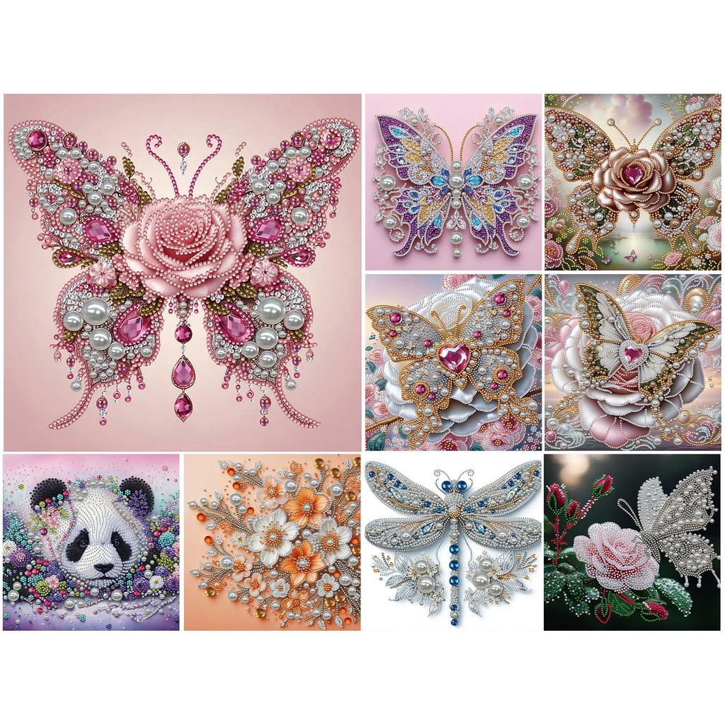 Diamond Dots Pearl Gem Painting with Frame 9.84x9.84in DIY Pearl Art Painting Set for Adults & Beginners Home Wall Decor