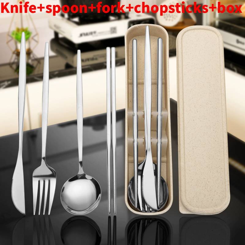 

Elegant Stainless Steel Cutlery Kit With Carrying Box For Gifts And Travel серебряный