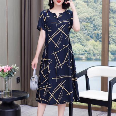 Übergröße Kleid Sommerkleid Robe Femme Damen Freizeit Kurzarm Boho Vintage Druck Langes Kleid Strand