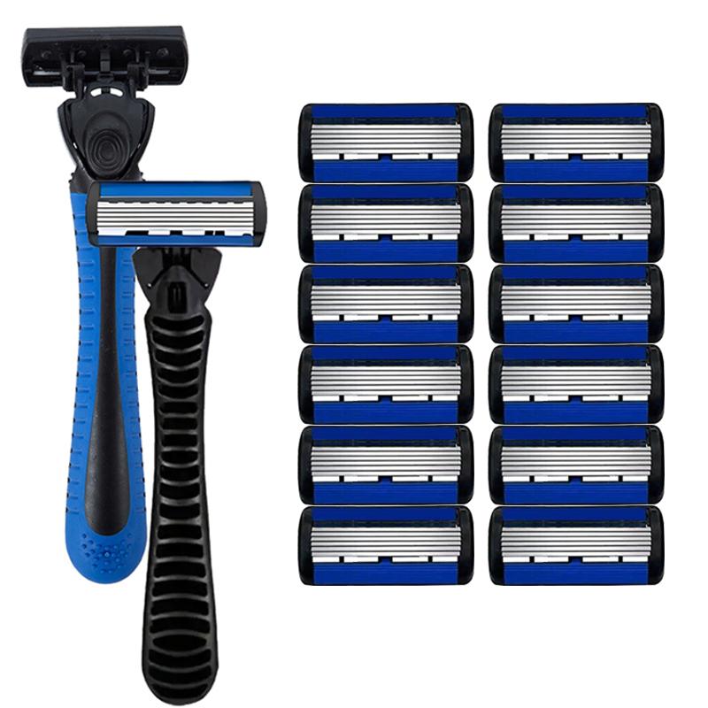 1 szt. Bezpieczna maszynka do golenia, 6-warstwowa manualna maszynka do golenia, Zmywalne, opływowe ostrze ze stali nierdzewnej do podróży i użytku domowego