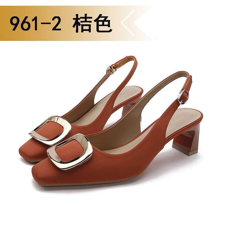 

Baotou sandals summer medium heel thick heel fairy style single shoes square head Roman shu high heels 36