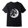 New Astronaut Moon Barbecue Funny Printed T-Shirt Men's Women Vintage Crew Neck Loose Cotton Men Short Sleeve Oversized T-shirt
