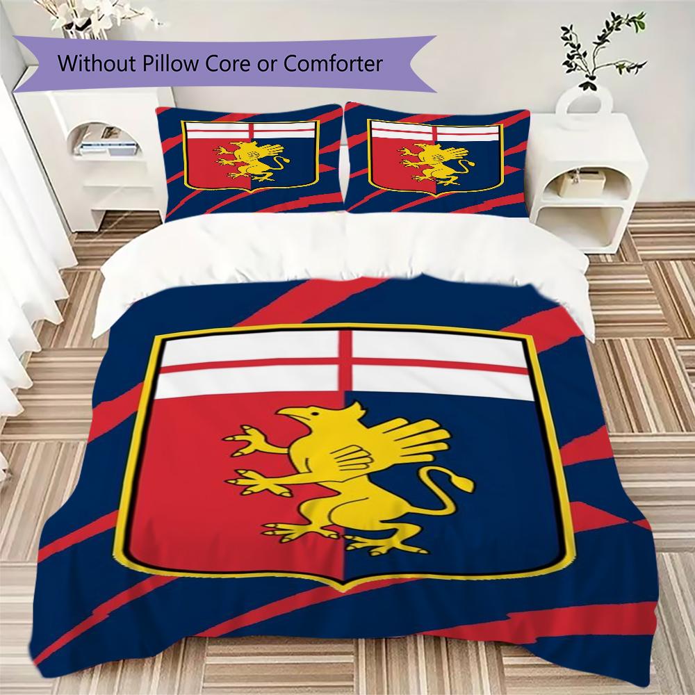 Genoa CFC Pattern Bedding,Quilt Set Quilt Cover Pillowcase Home Birthday Gift(1 * Duvet Cover + 2 * Pillowcase, Without Core)_lx