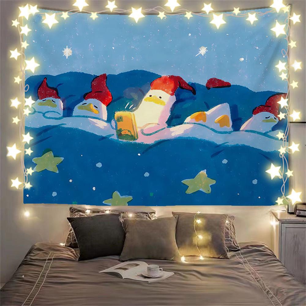 Black Cat Cartoon Anime Tapestry Wall Decor Anime Illustration Background Cloth for Bedroom Headboard Home Decor