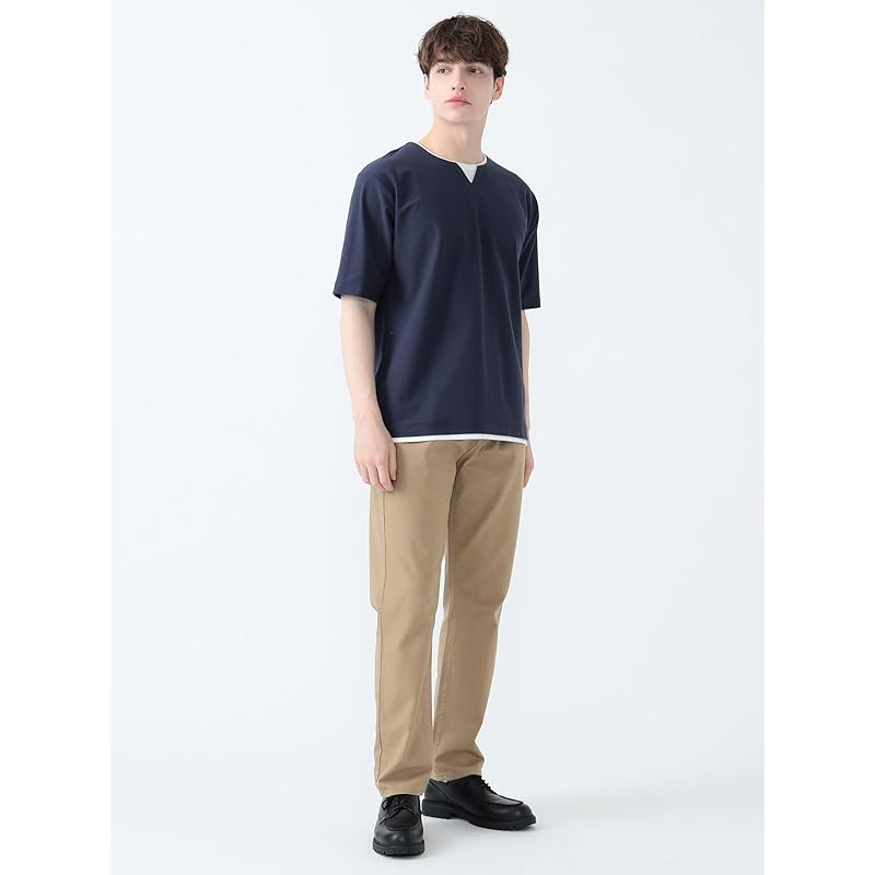 [Beams Heart] S/S TEE Cool touch sensation key neck layered T-shirt men's NAVY M 42040333639