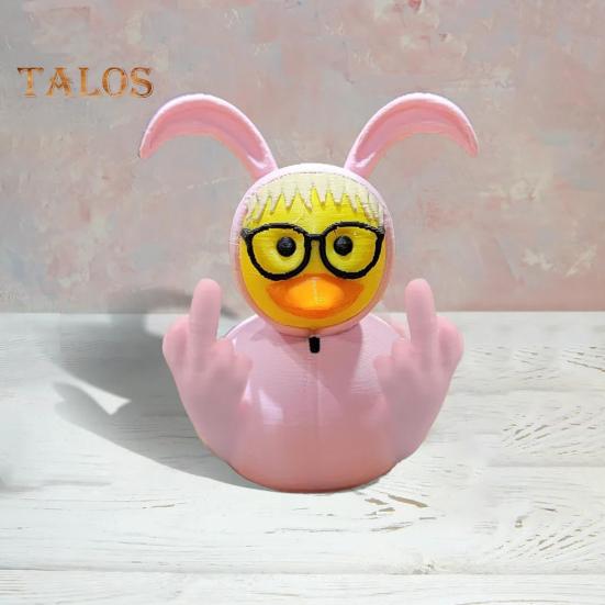 Middle Finger Duck Figurine Bunny Ears Duckling Statue Desktop Duck Ornament Easter Gift for Duck Lovers Office Decor