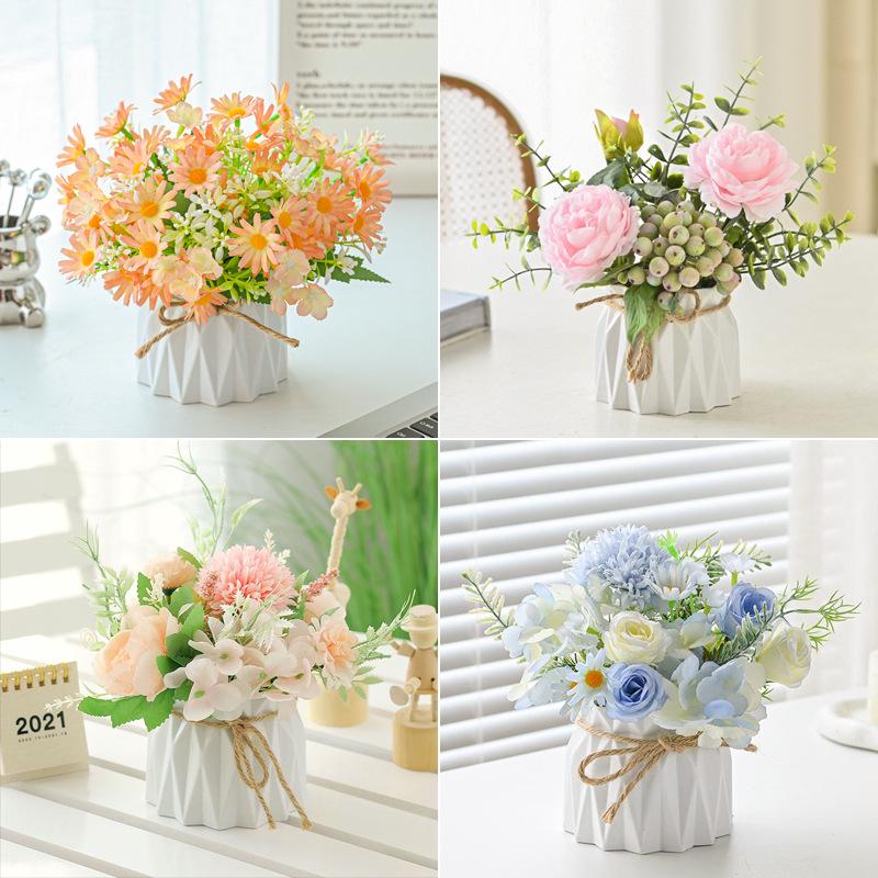 Artificial Flowers Desktop Ornament for Living Room and Dining Table Decoration