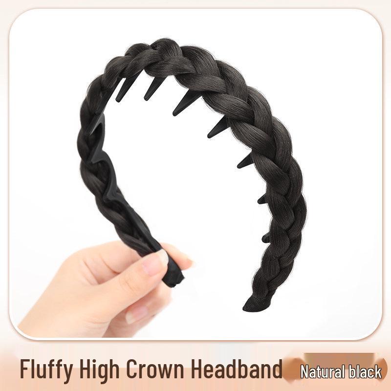 Korean Style Braided Non-Slip Wig Headband - High Volume Forest Design Hair Accessory