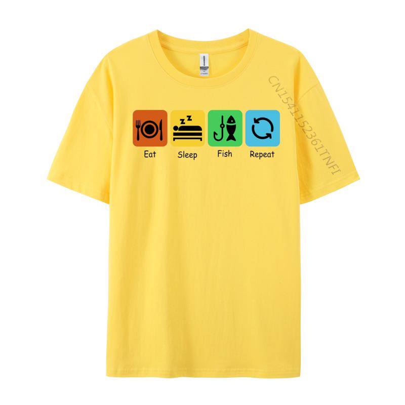 Eat Sleep Fish Repeat T-shirt Print Combed cotton Comics Tops Shirts Slim Fit  T Shirts Luxury Clothing