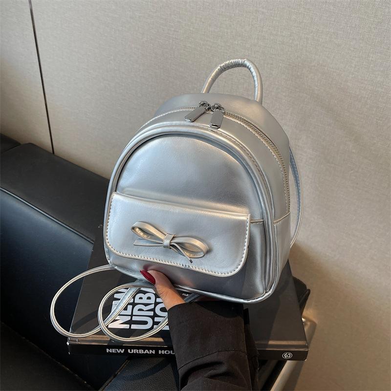 Korean version of fashion portable small bag women's 2025 new bow backpack casual schoolbag