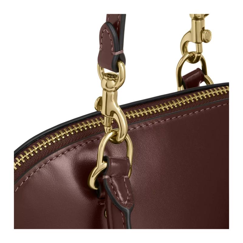 Coach SATCHEL Lara 22 Zipper Closure Silver Hardware Cow Leather Handbag Small Women's Maple Color