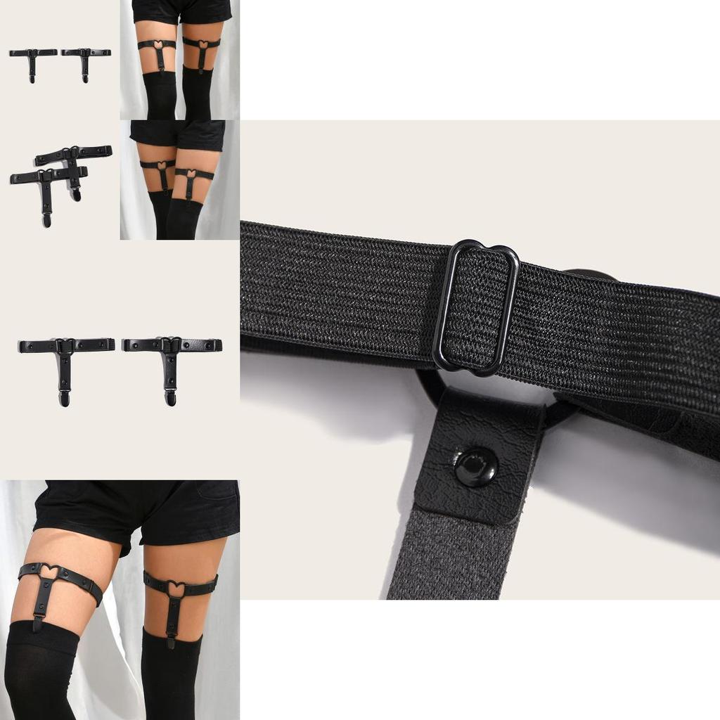 Black Heart Sock Clips With Adjustable Tightening For Punk Style Cosplay Accessory
