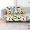 kids seamless, all over road print with cars, trees, trains, lakes Throw Blanket Machine Washable Soft Warm Blanket