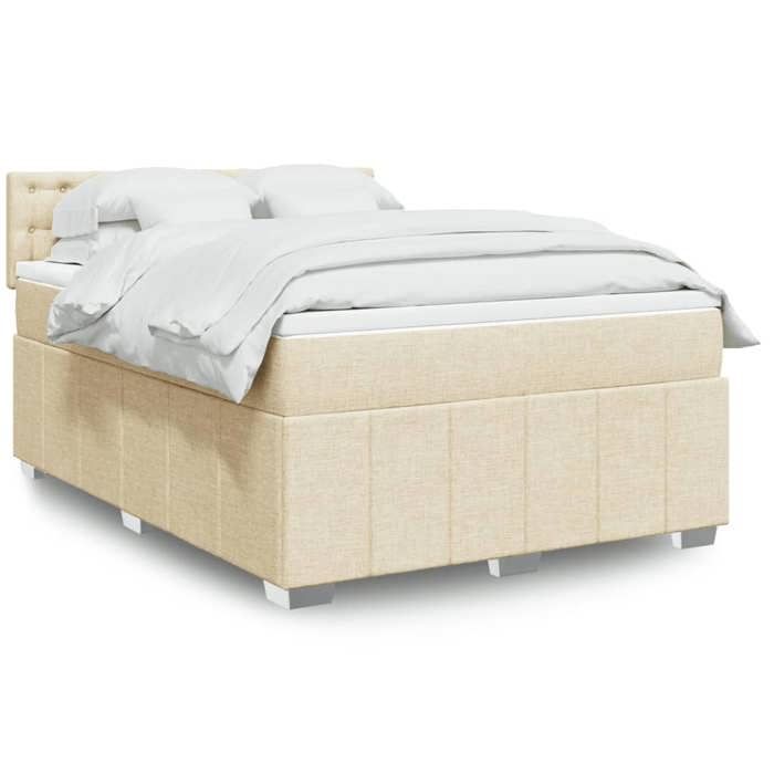 VidaXL Sommier à lattes de lit avec matelas Crème 160x200 cm Tissu 3287138