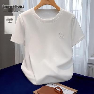 Women's Embroidered Round Neck Short Sleeve T-Shirt