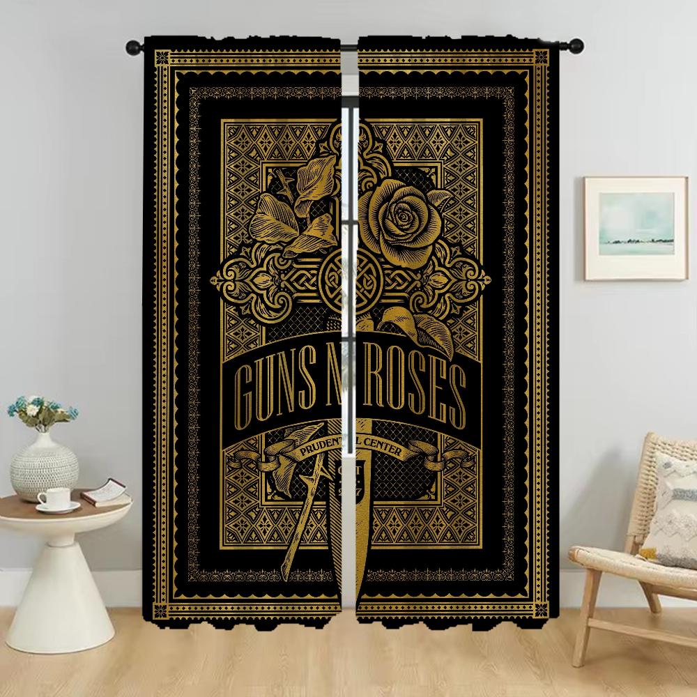 Curtains for Living Room Curtain for Room 2 Panel Guns NRoses Partition Home Interior Curtains Shades Halloween Decoration Child