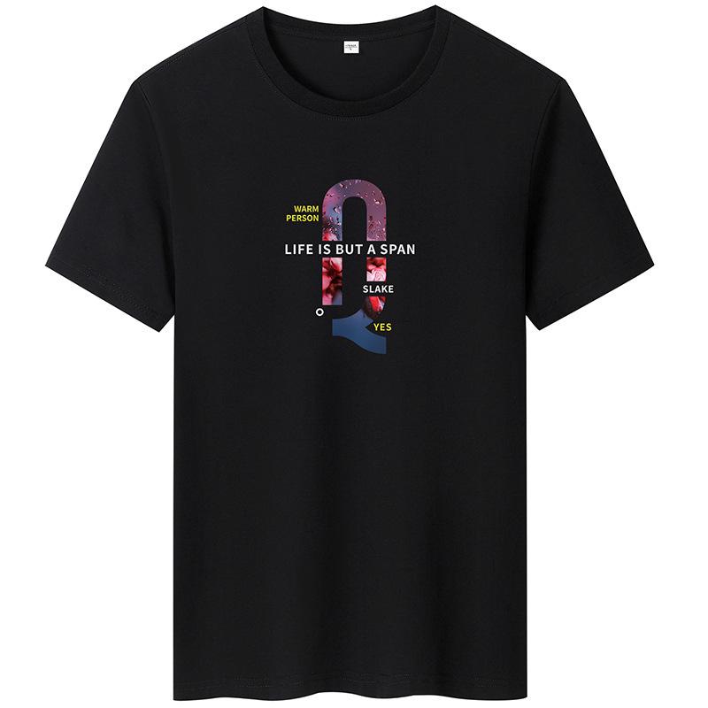 Lässiges Kurzarm-T-Shirt für Herren, Rundhals-Baumwoll-T-Shirt, große Größe