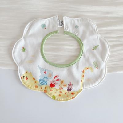 Cartoon Anti-Erbrechen Lätzchen Baumwollgarn Blumenform Baby Sabberlätzchen Rundhals Drehbar Baby Baumwoll-Lätzchen