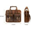 Grain Buffalo Leather 15 Inch Briefcase Messenger Laptop Computer Bags Satchel For Office, Work, Business & Travel