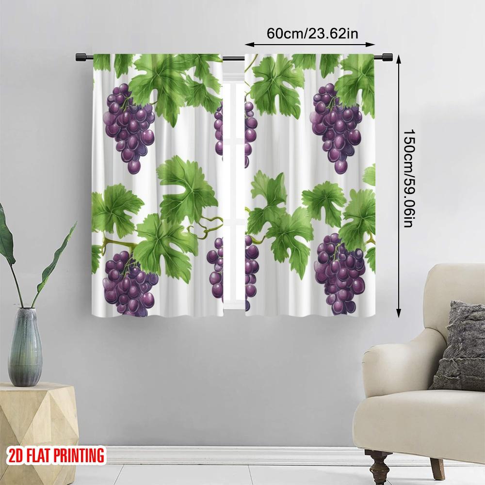 2pcs,2D plane printing Print Curtains Vineyard Bounty Versatile 100% Polyester (without rod) Art Deco Festive Perfect for Living