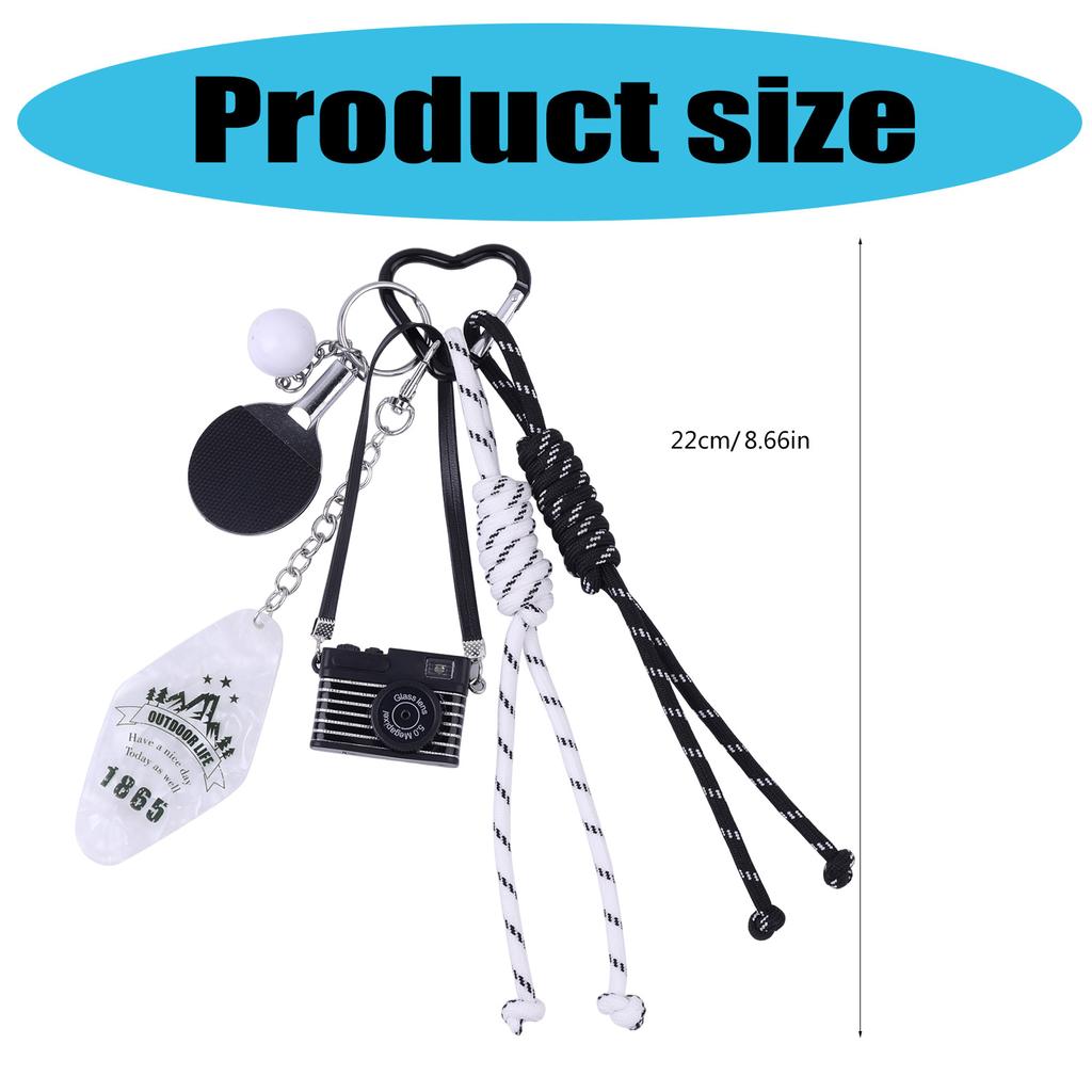 Creative Camera Star Keychain For Women Hand Woven Nylon Rope Bag Charm Aesthetic Bag Accessories Backpack Pendant