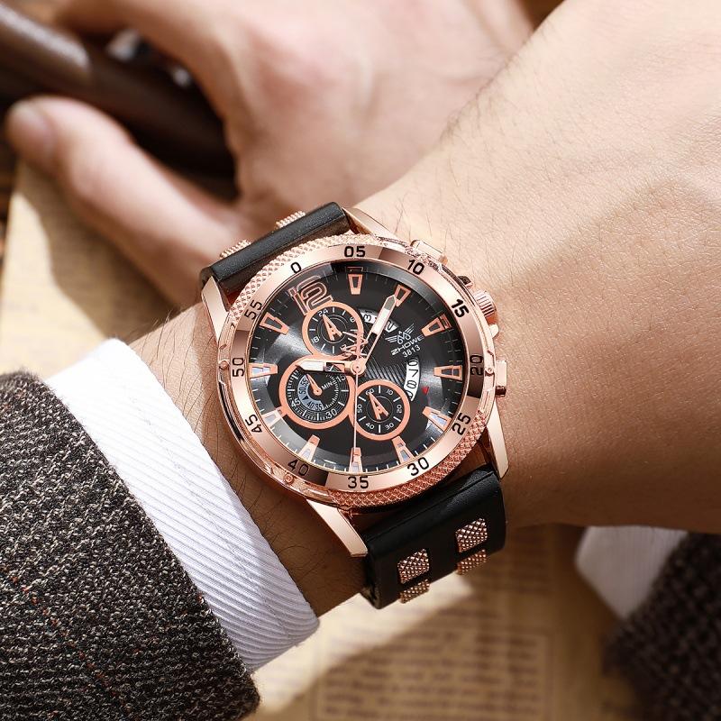 

New Multi-Function Chronograph Calendar Sports Silicone Watch Fake Three-Eye Large Plate Domineering Business Quartz Watch Bulk price
