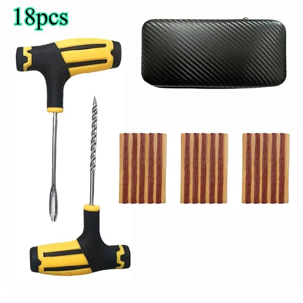 Glue-Free Tire Plug Kit - Self-Sealing Rubber Strips & Studding Tool for Car/Motorcycle, 2-Minute Emergency Fix