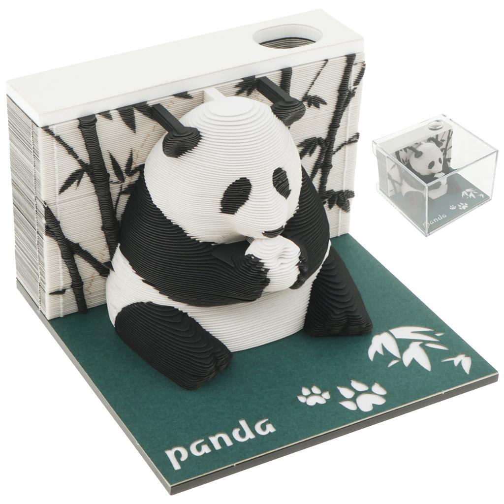 2025 3D Panda Paper Sculpture Desk Calendar Tear-Away 3D Memo Pad Art Sticky Notes Creative Paper Carving Art Ornaments Gifts