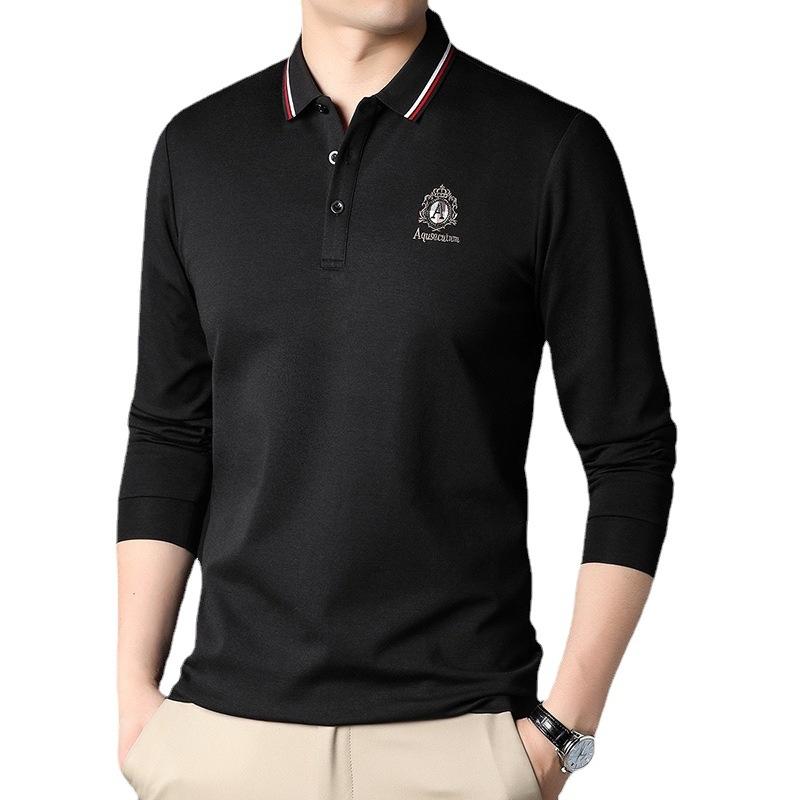 Men's Spring and Autumn New Men's Polo Shirt Fashion Trend Embroidered Lapel Long Sleeve T-shirt
